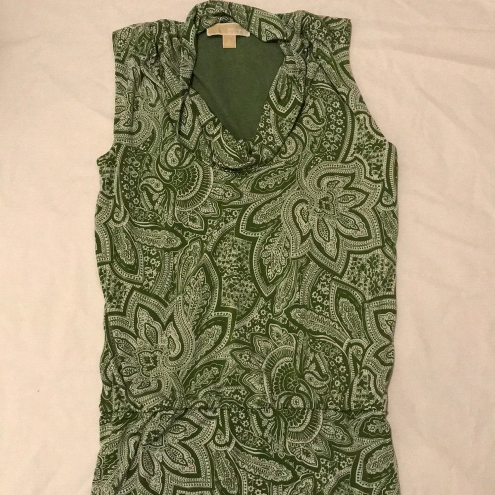 Michael Kors Green Paisley Drop Waist Dress